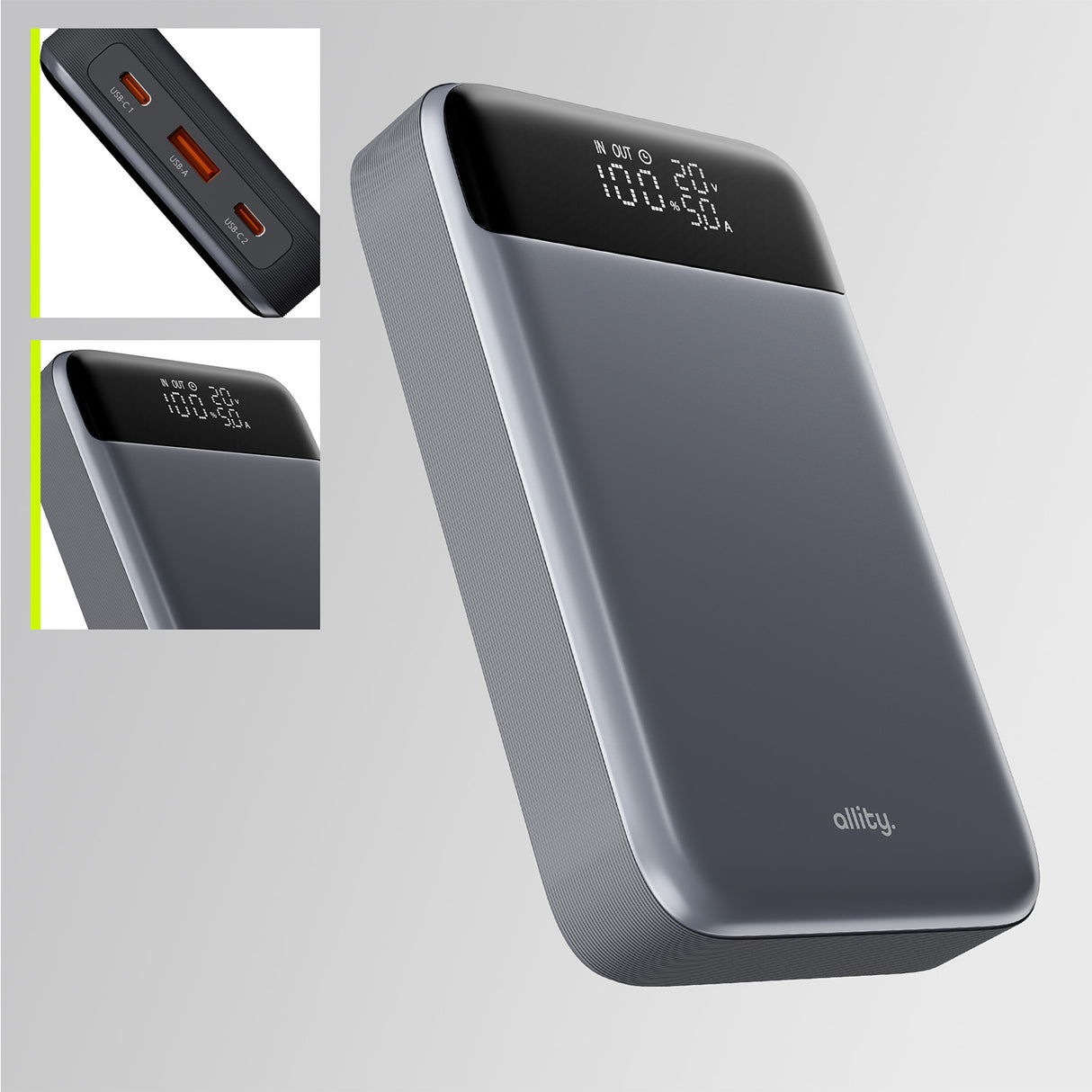 Allity power bank APB-200 PD for laptop QC 130W 19200 mAh gray