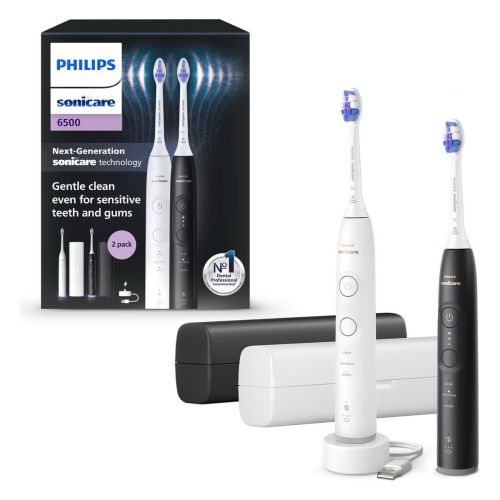 Philips elektriske tandbørste Sonicare 6500-serie Duo Pack med kasse HX7419/01 sort/hvid EU