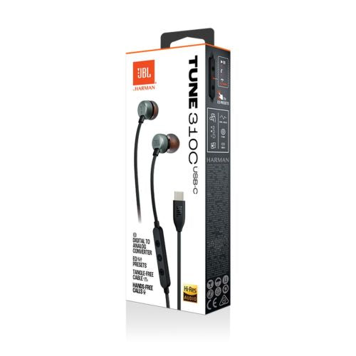 JBL Tune 310C Pure Bass In-Ear hovedtelefoner, (Type-C), Sort