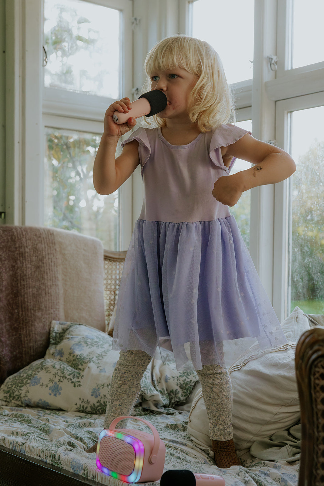 Lalarma Karaoke with lights and two microphone - Rose