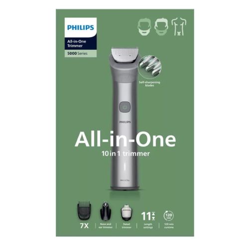 Philips Wet & Dry Multi Grooming Trimmer 10 i 1, serie 5000, MG5921/15 sort / sølv EU