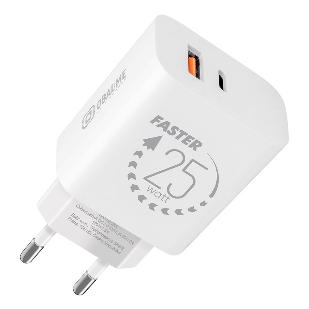 OBAL:ME Wall Charger USB-A + USB-C 25W White