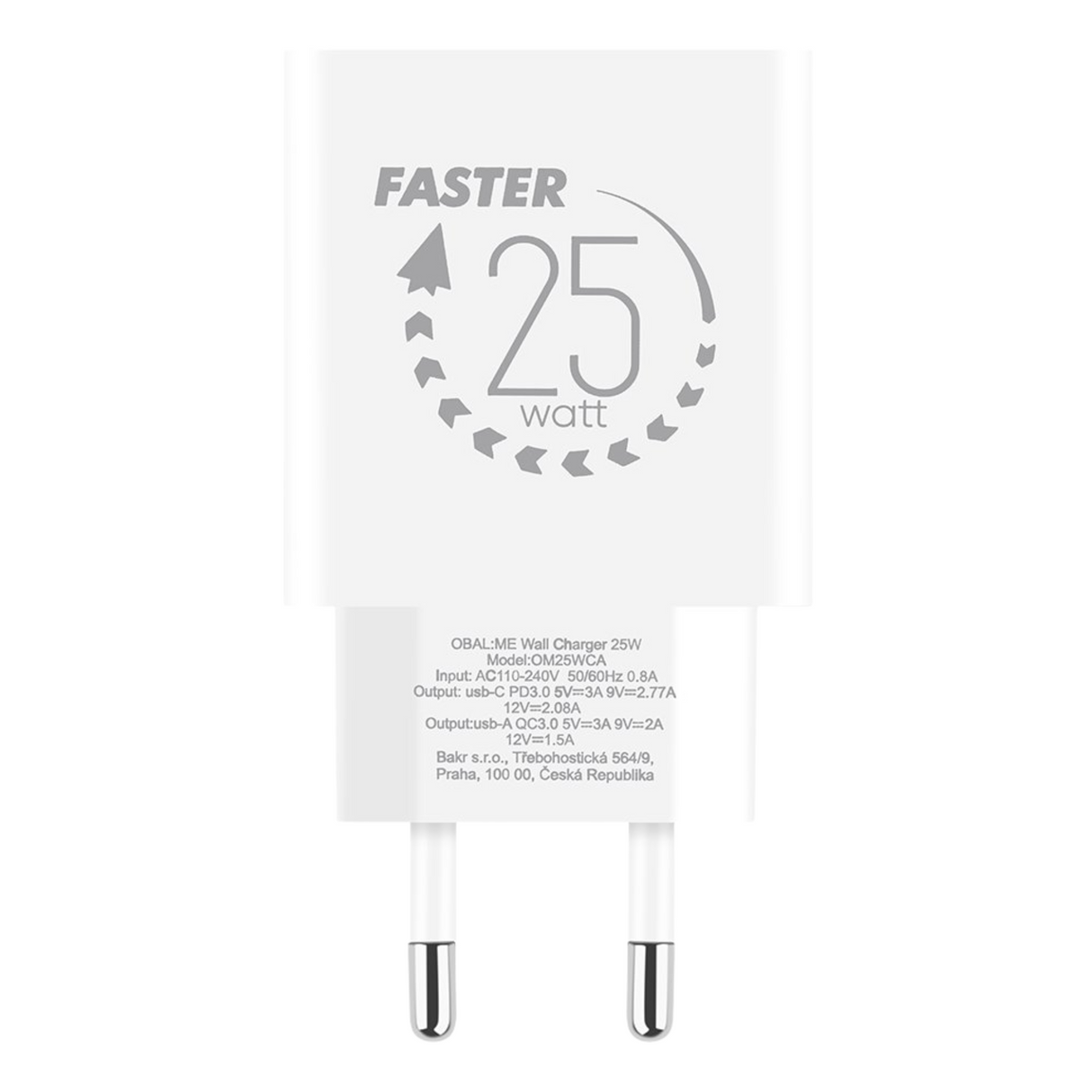 OBAL:ME Wall Charger USB-A + USB-C 25W White