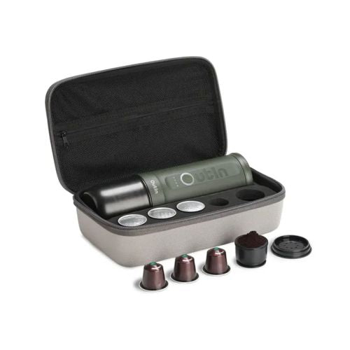 OutIn Nano Portable Espresso Machine, 80ml, 7500mAh, Rejsesæt, Forest Green EU