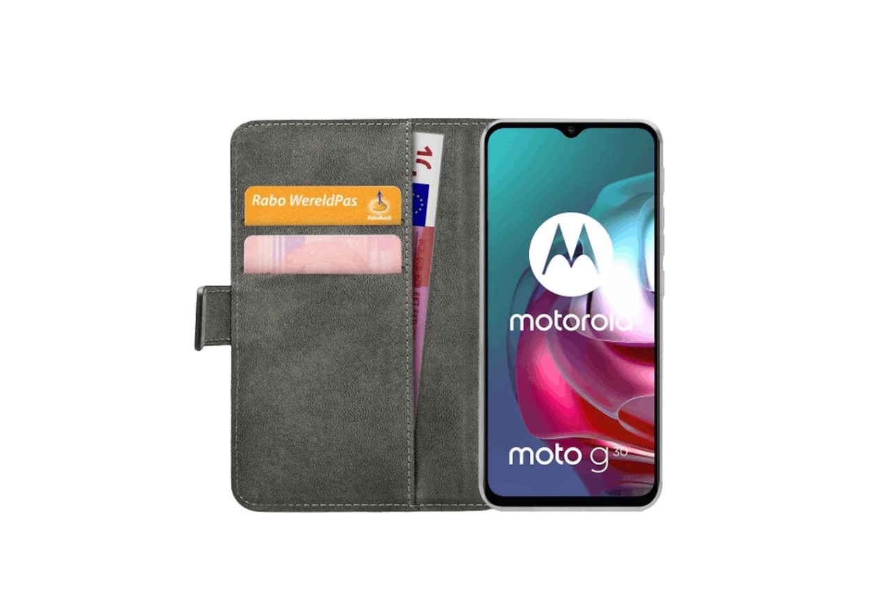 Motorola Moto G30 Bogreol etui - Mobilize - Solid Sort - Læder