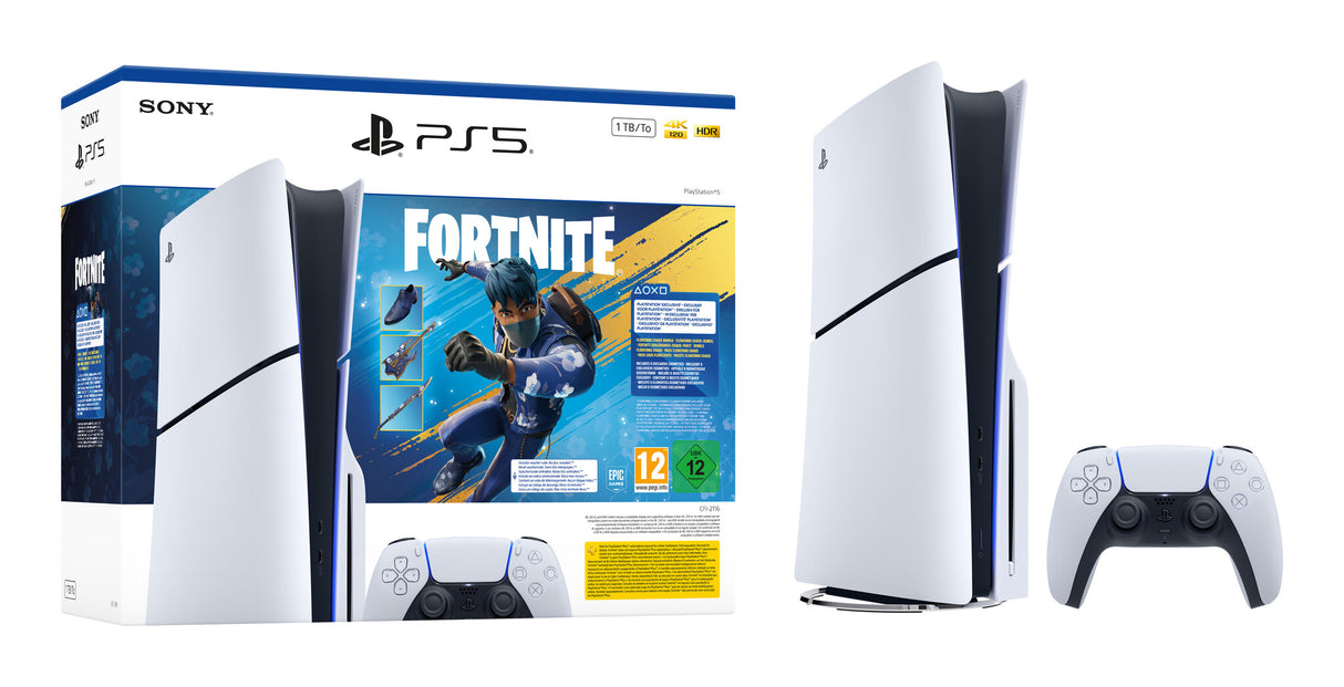 Sony PlayStation 5 - Fortnite Flowering Chaos Bundle 1 TB Wi-Fi Sort, Hvid
