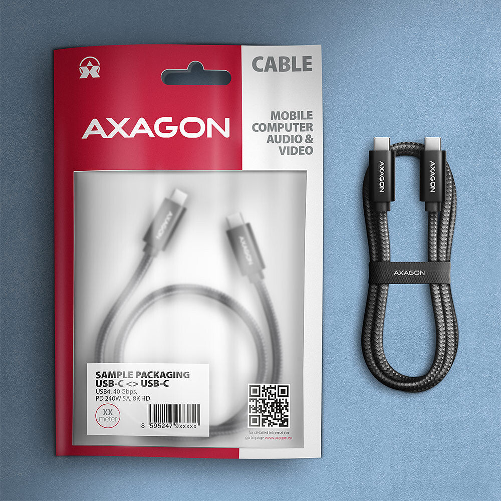 Axagon BUCM4X-CM10AB USB-kabel USB4 Gen 3x2 1 m USB C 40 Gbit/sek. 240 W Sort
