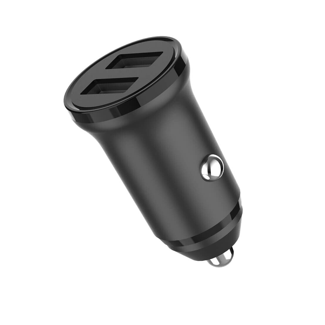 Gear Lader 12-24V 2xUSB 3.4A USB-C 2.0 Kabel 1m Sort
