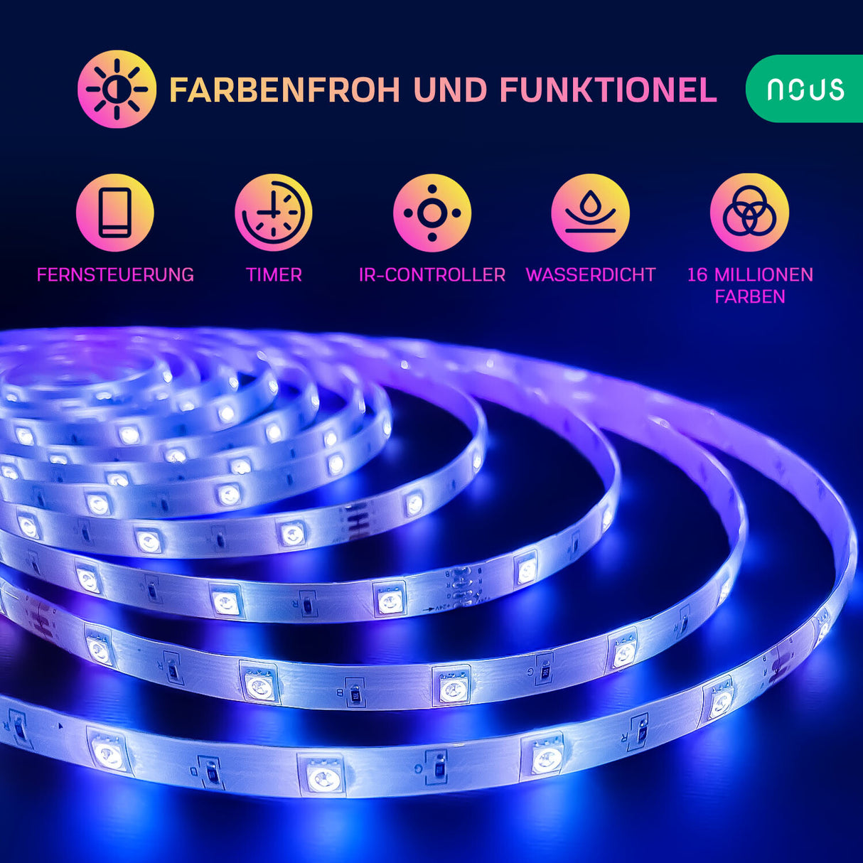 Nous 5907772033739 intelligent belysning Intelligent strimmellys Wi-Fi