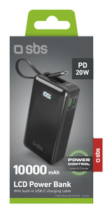 SBS TTBB10000LCDTCPD20K powerbank Lithium-Ion (Li-Ion) 10000 mAh Sort