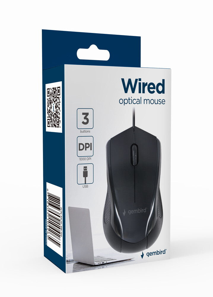 Gembird -3B-02 mus Kontor Ambidextrous USB Type-A Optisk 1000 dpi