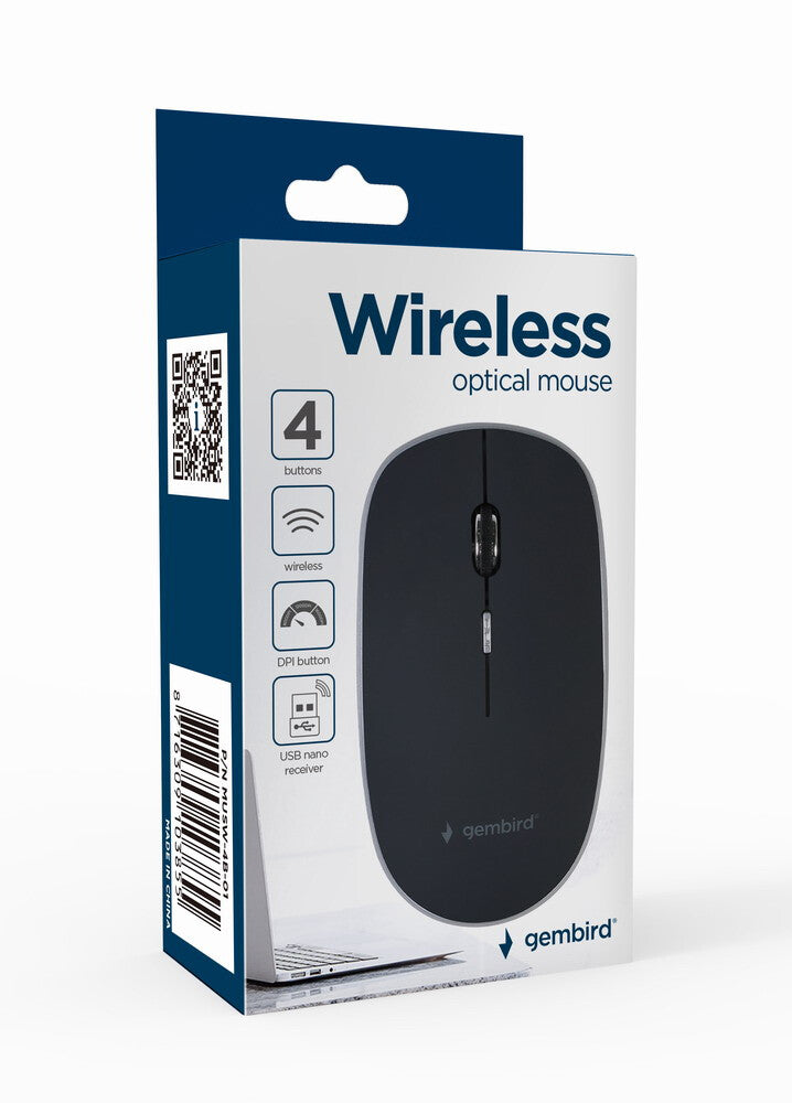 Gembird MUSW-4B-01 mus Kontor Ambidextrous RF trådløst Optisk 1600 dpi