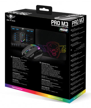 Spirit of Gamer PRO-M3 RGB mus Spil Højre hånd USB Type-A Optisk 7200 dpi