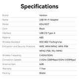 Vention KDTB0 netværkskort WLAN 633 Mbit/s