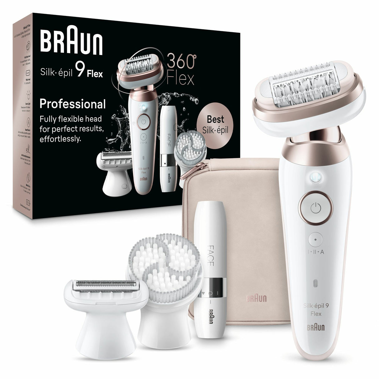 Braun Silk-épil 9 Flex 9-360 3D 40 pincetter Rose, Hvid