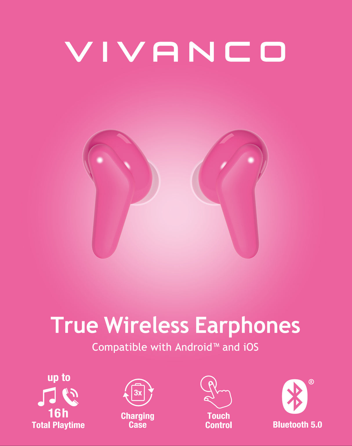 Vivanco Fresh Pair Headset Trådløs I ørerne Opkald/musik Bluetooth Lyserød