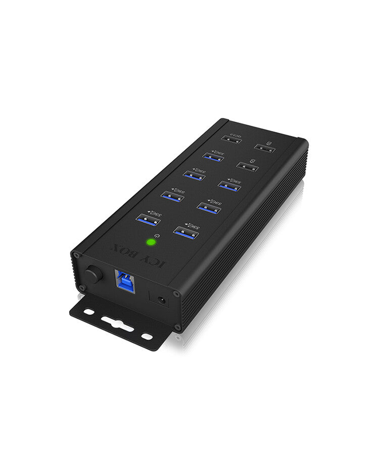 ICY BOX IB-HUB1703-QC3 USB 3.2 Gen 1 (3.1 Gen 1) Type-B 5000 Mbit/s Black