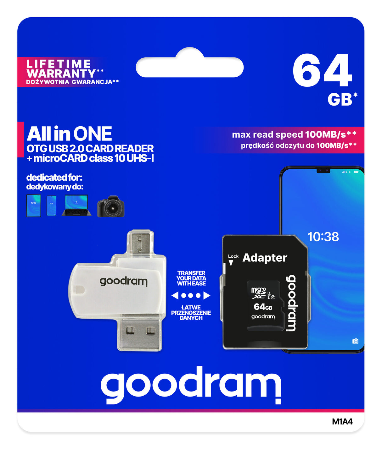 Goodram M1A4 All in One 64 GB MicroSDXC UHS-I Klasse 10