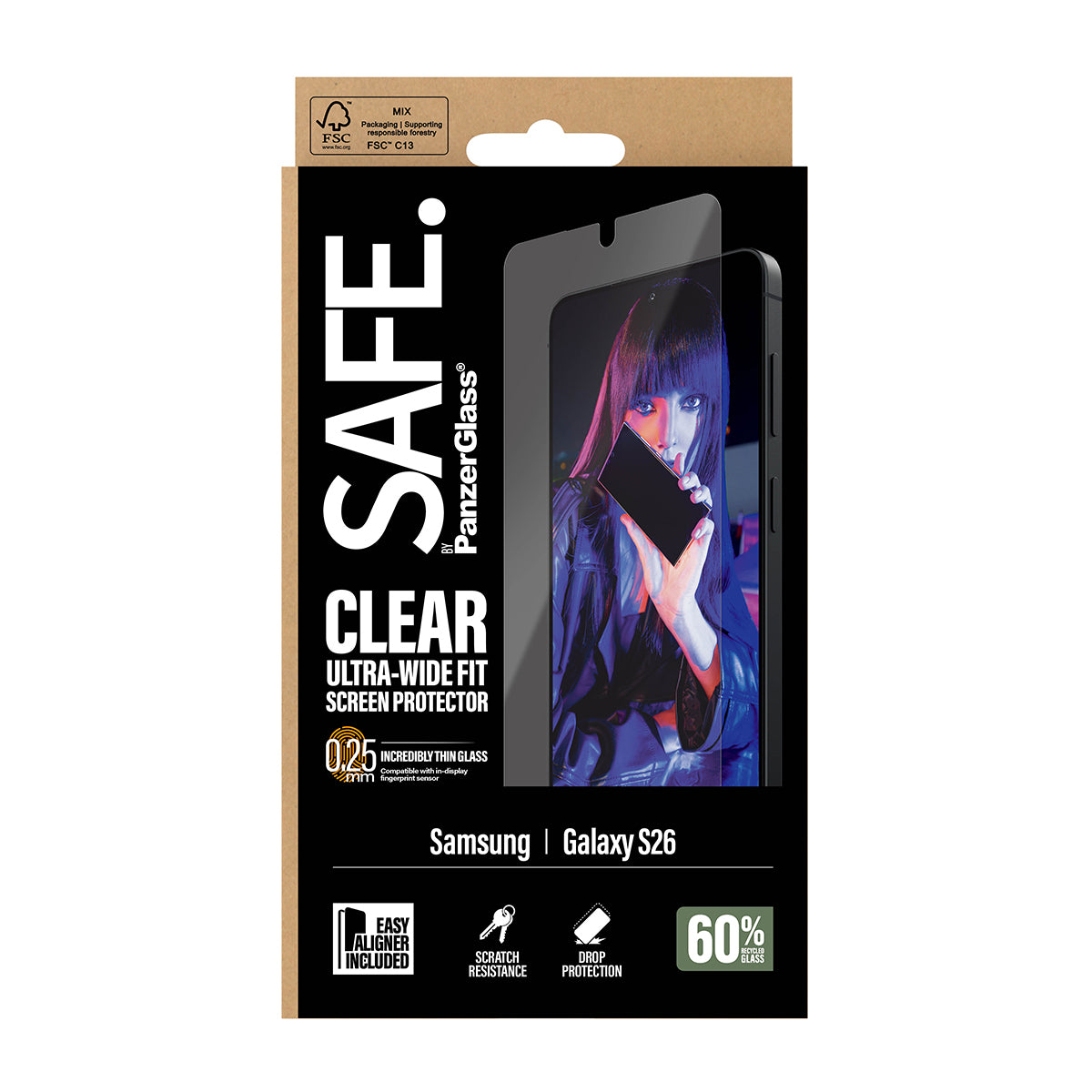 PanzerGlass SAFE. by ® Screen Protector Samsung New Galaxy S 2026 | Ultra-Wide Fit w. EasyAligner Samsung - New Galaxy S2026