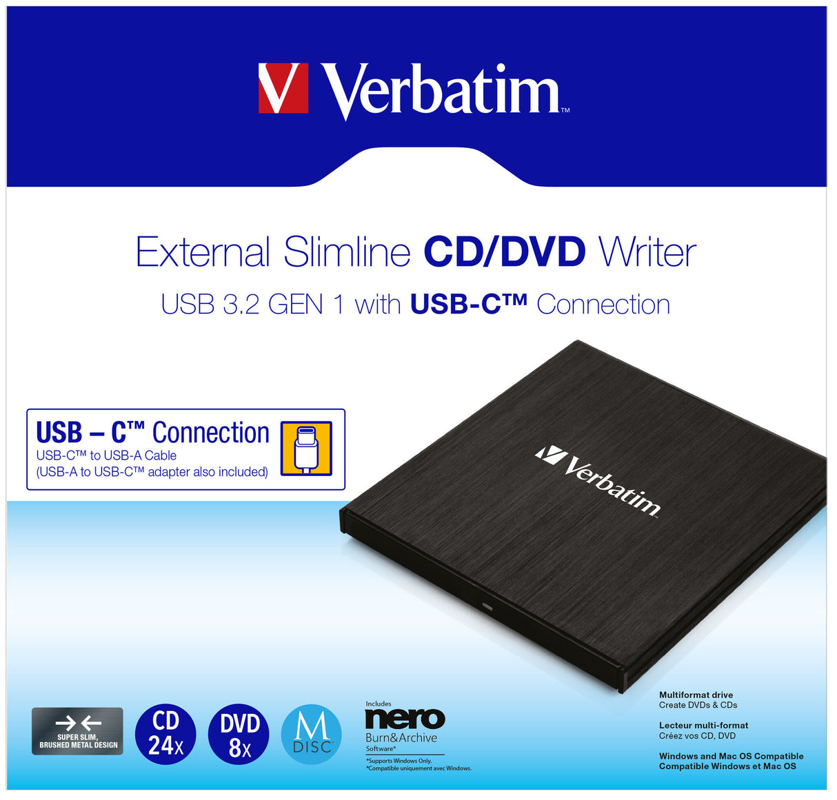 Verbatim 43886 optisk diskdrev DVD±RW Sort