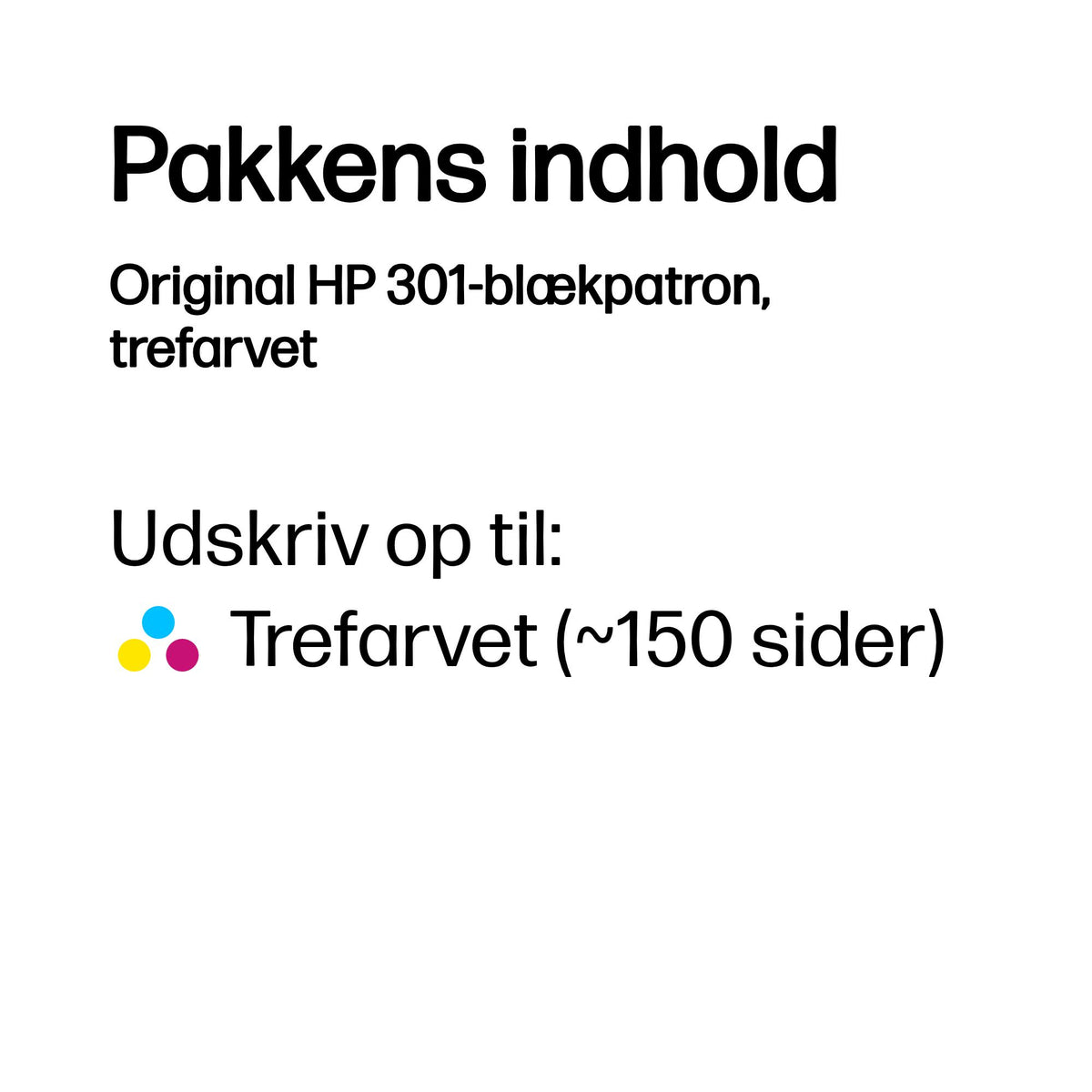 HP 301 Farve (cyan, magenta, gul) 150 sider Blæk CH562EE