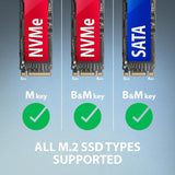 Axagon ADM2-AM USB-A 10Gbps - M.2 NVMe & SATA SSD adaptér, kabelis USB-A 10cm SSD kabinet Sort