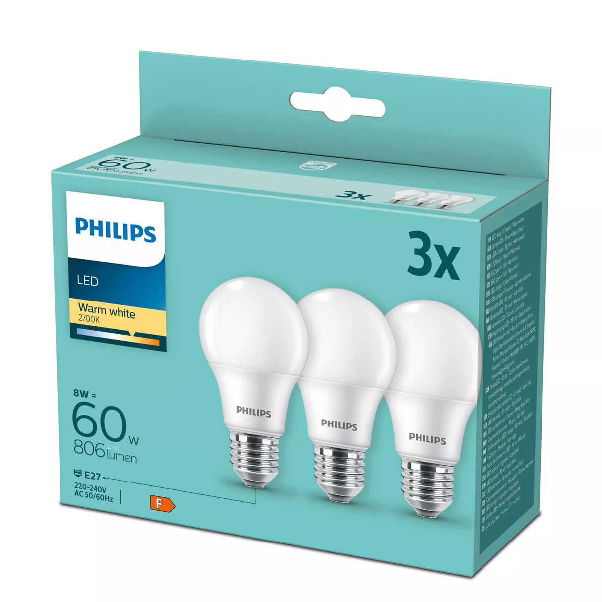 Philips Pære 60 W A60 E27 x 3