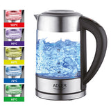 Adler AD 1247 NEW elkedel 1,7 L 2200 W Hasselnød, Rustfrit stål, Transparent