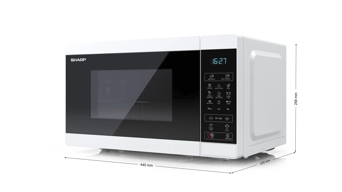Sharp YC-MG02E-W mikrobølgeovn Blå, Hvid Bordplade 20 L 800 W