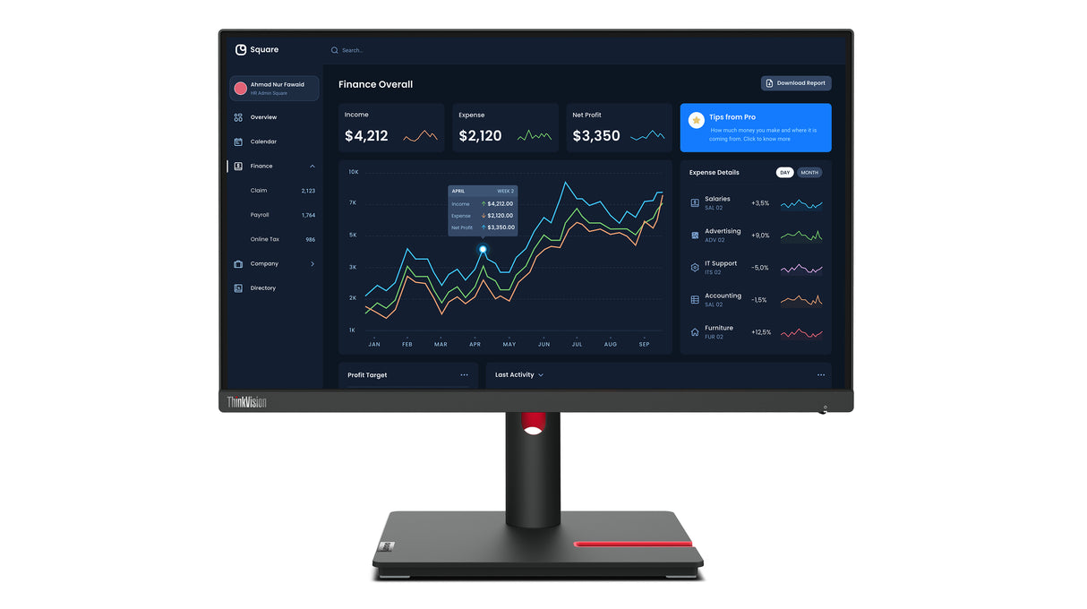 Lenovo ThinkVision T22i-30 21.5 1920 x 1080 (Full HD) VGA (HD-15) HDMI DisplayPort 60Hz Pivot Skærm