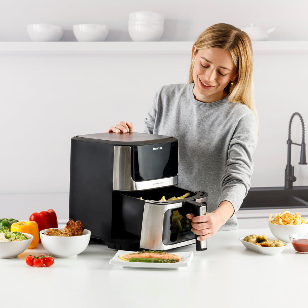 Taurus AIR FRY DIGITAL 7S VIEW Enkelt 6,5 L Enkeltstående 1600 W Varmluftsteger Sølv, Sort