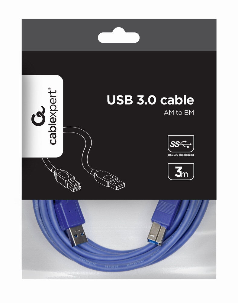 Gembird CCP-USB3-AMBM-10 USB-kabel 3 m USB A USB B 5 Gbit/sek. Blå