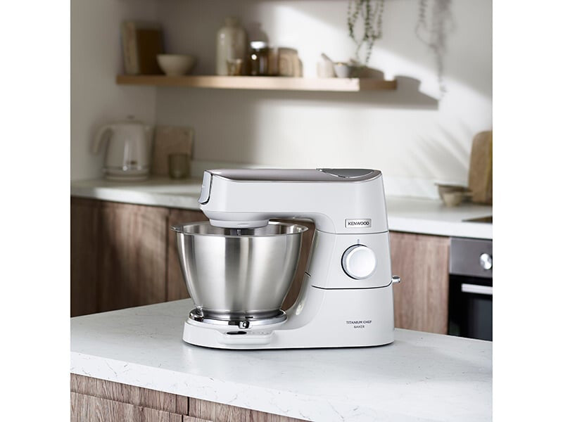 Kenwood KVC65.001WH foodprocessor 1200 W 5 L Rustfrit stål, Hvid Indbyggede vægte