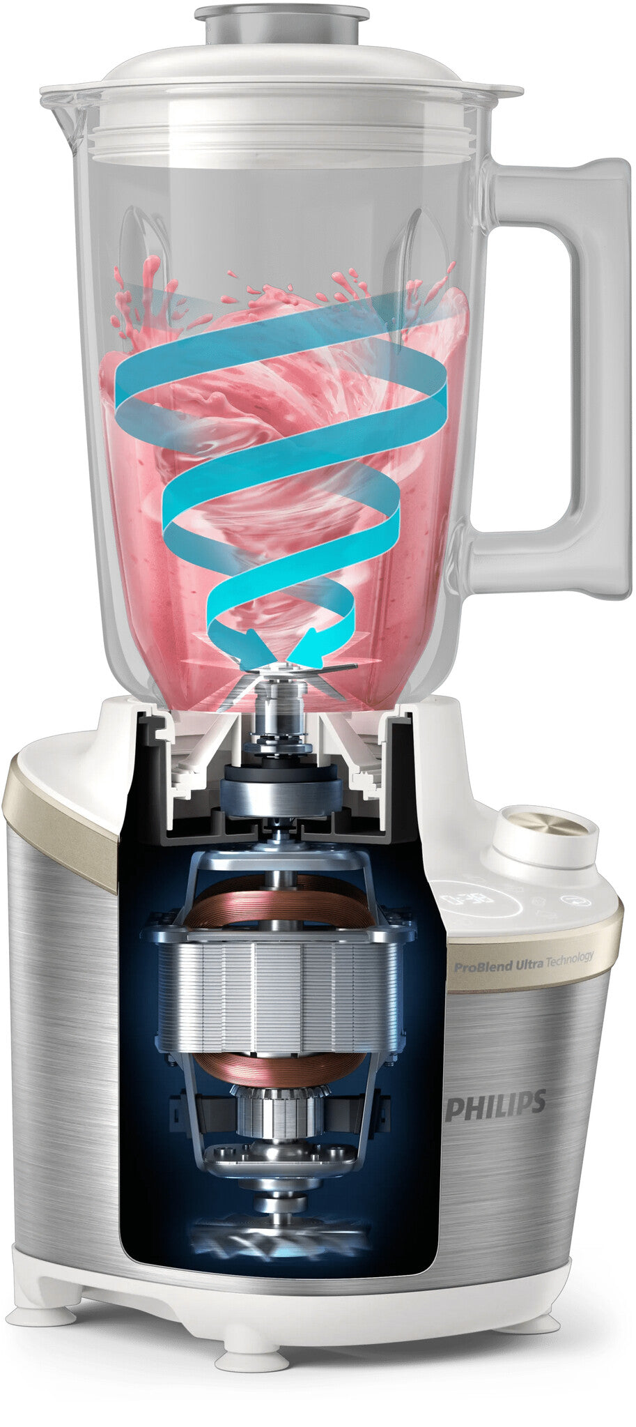 Philips 7000 series HR3760/01 blender 2 L Bordplade blender 1500 W Rustfrit stål, Hvid