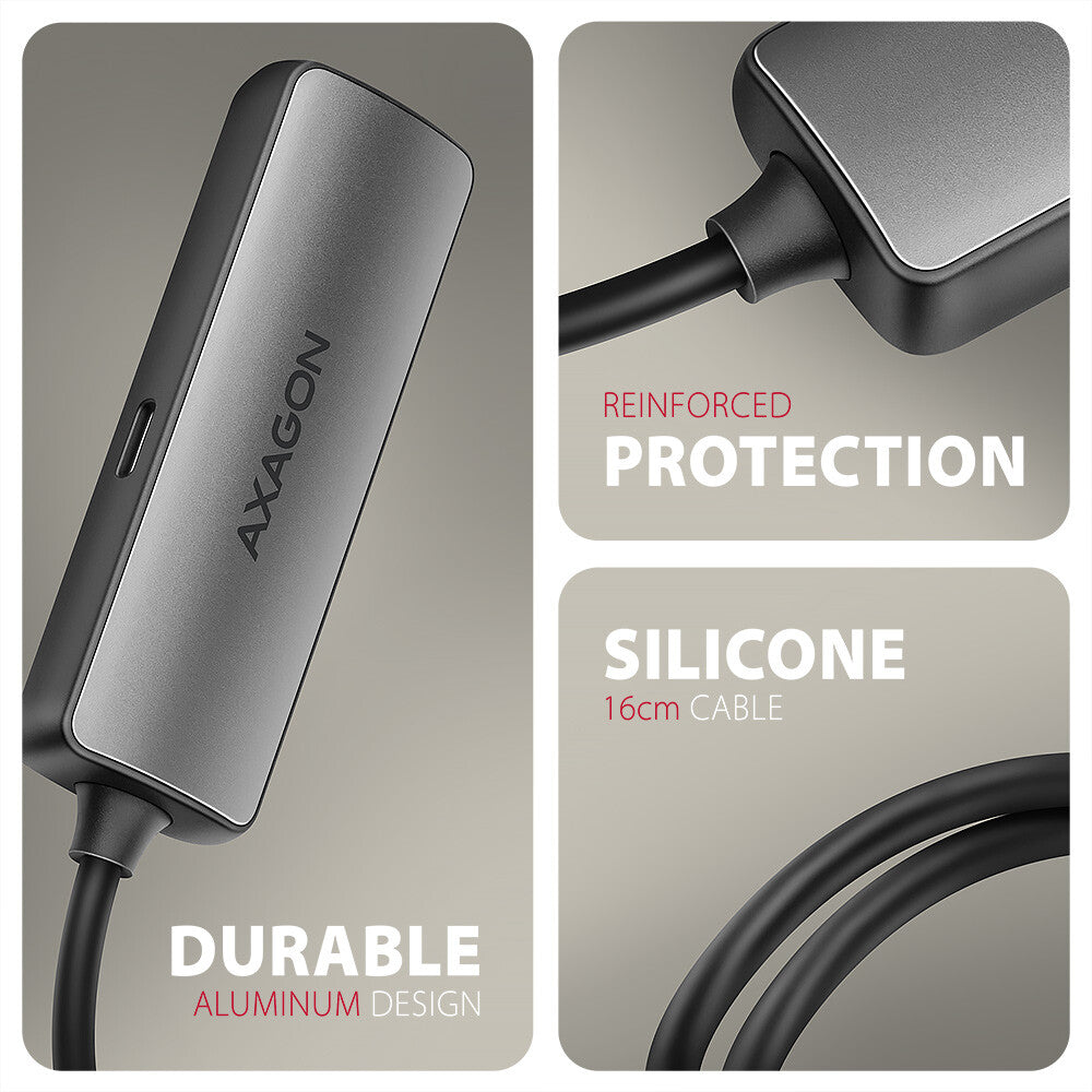 Axagon RVC-HI8KPD, USB-C -> HDMI 2.1 redukce / adaptér, 8K/60Hz, 4K/144Hz, HDR10+, PD100W 0,16 m USB Type-C HDMI + USB Type-C