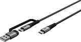 Goodbay 2-i-1 USB-C til USB-C/USB-A ladekabel 2 meter