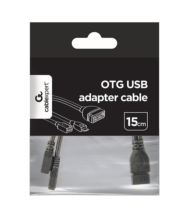 Gembird A-OTG-AFBM-04 USB-kabel 0,15 m Micro-USB B USB A Sort