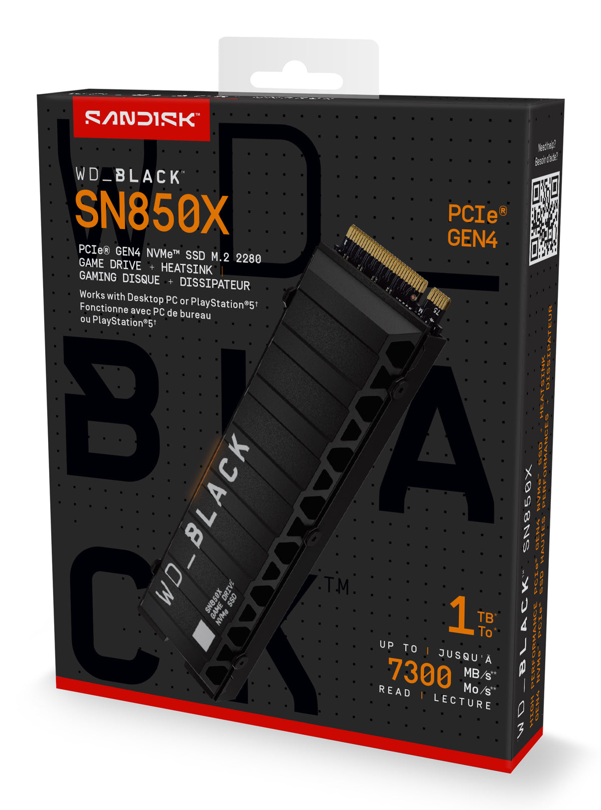 WD_BLACK SN850X NVMe SSD SSD WDS100T2XHE 1TB M.2 PCI Express 4.0 x4 (NVMe)