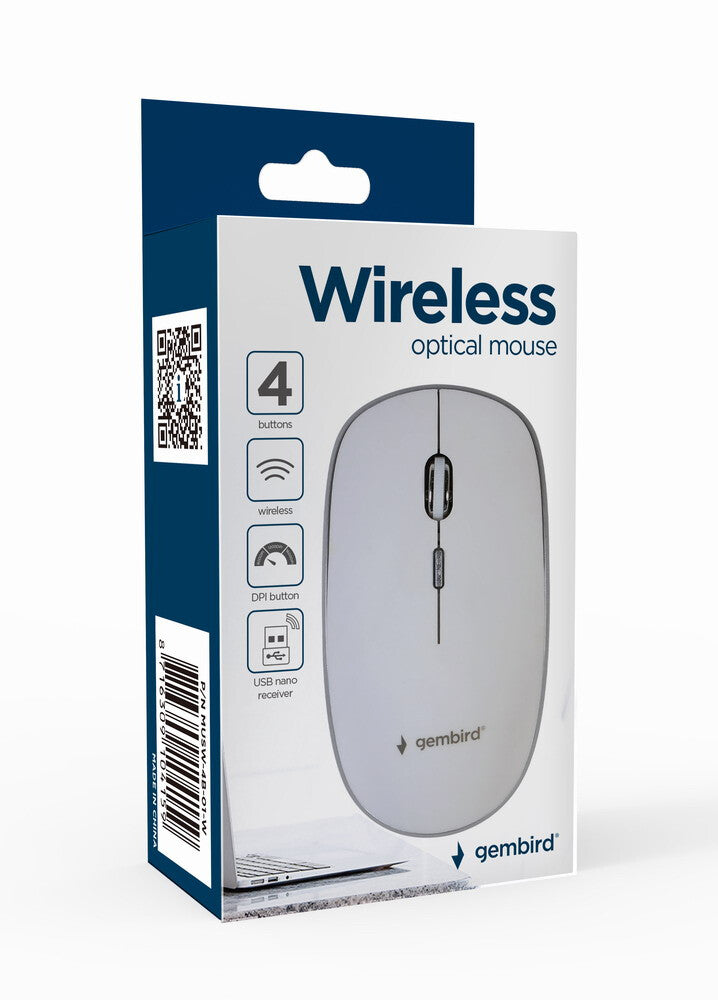 Gembird MUSW-4B-01-W mus Kontor Ambidextrous RF trådløst Optisk 1600 dpi