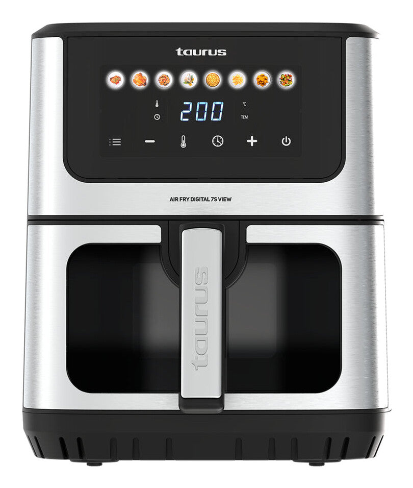 Taurus AIR FRY DIGITAL 7S VIEW Enkelt 6,5 L Enkeltstående 1600 W Varmluftsteger Sølv, Sort