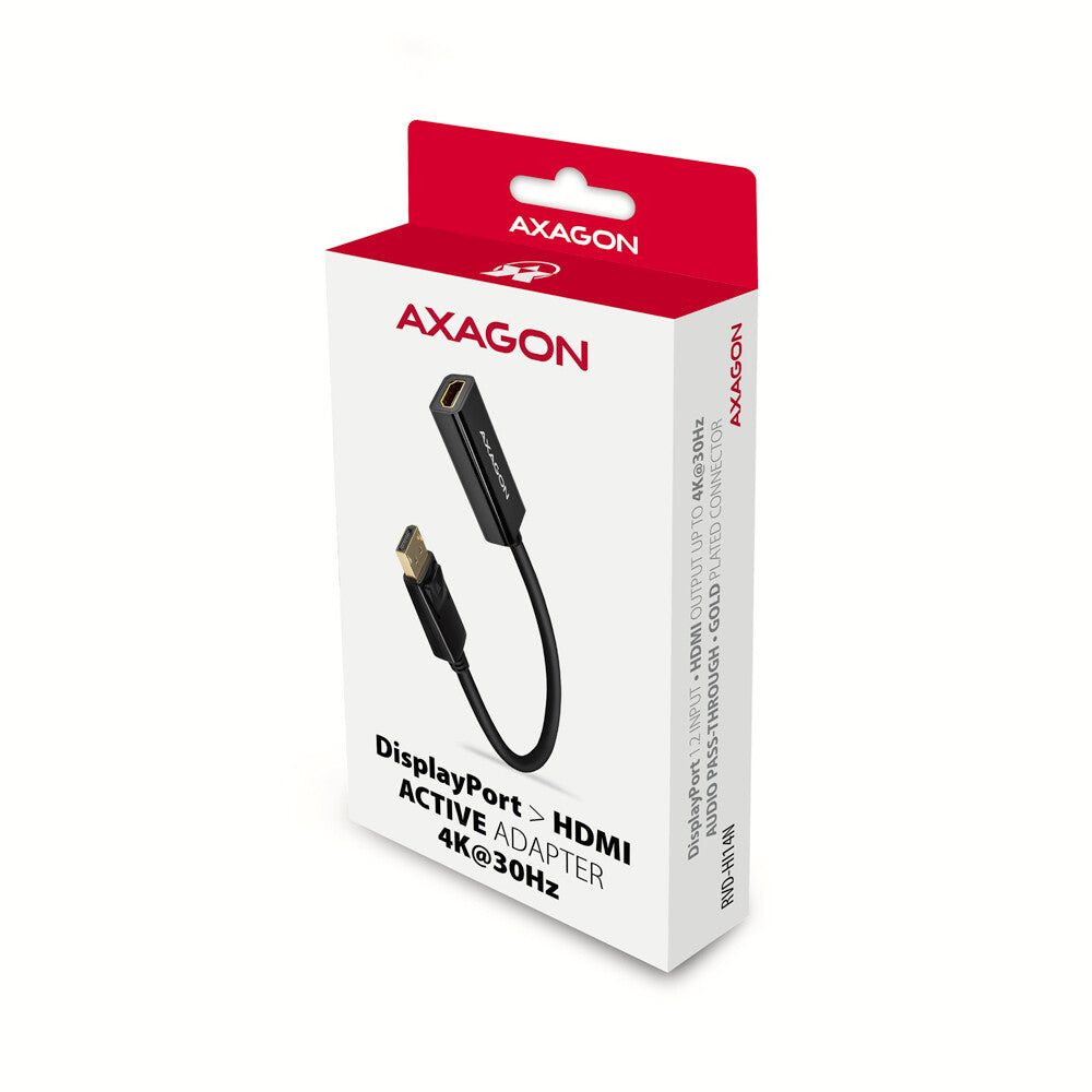 Axagon RVD-HI14N videokabel adapter 0,18 m DisplayPort HDMI Sort