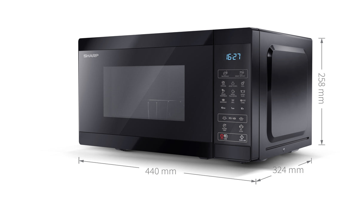Sharp YC-MG02E-B mikrobølgeovn Sort Grill mikroovn Bordplade 20 L 800 W