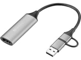Sandberg 136-70 videokabel adapter HDMI Type A (Standard) USB Type-A + USB Type-C Grå