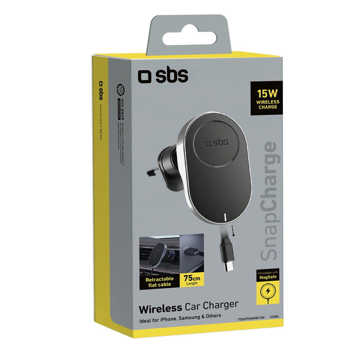 SBS TESUPP15WRETRACABL holder Aktiv holder Mobiltelefon/Smartphone Sort
