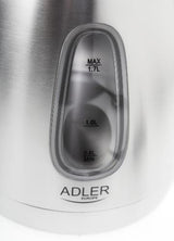 Adler AD1223 electric kettle 1.7 L 2000 W Black, Stainless steel