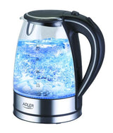 Adler AD 1225 elkedel 1,7 L 2000 W Sort, Rustfrit stål, Transparent