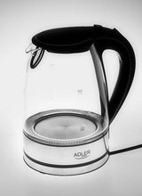 Adler AD 1225 elkedel 1,7 L 2000 W Sort, Rustfrit stål, Transparent