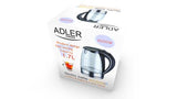 Adler AD 1225 elkedel 1,7 L 2000 W Sort, Rustfrit stål, Transparent