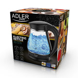Adler AD 1274 B elkedel 1,7 L 2200 W Sort, Transparent