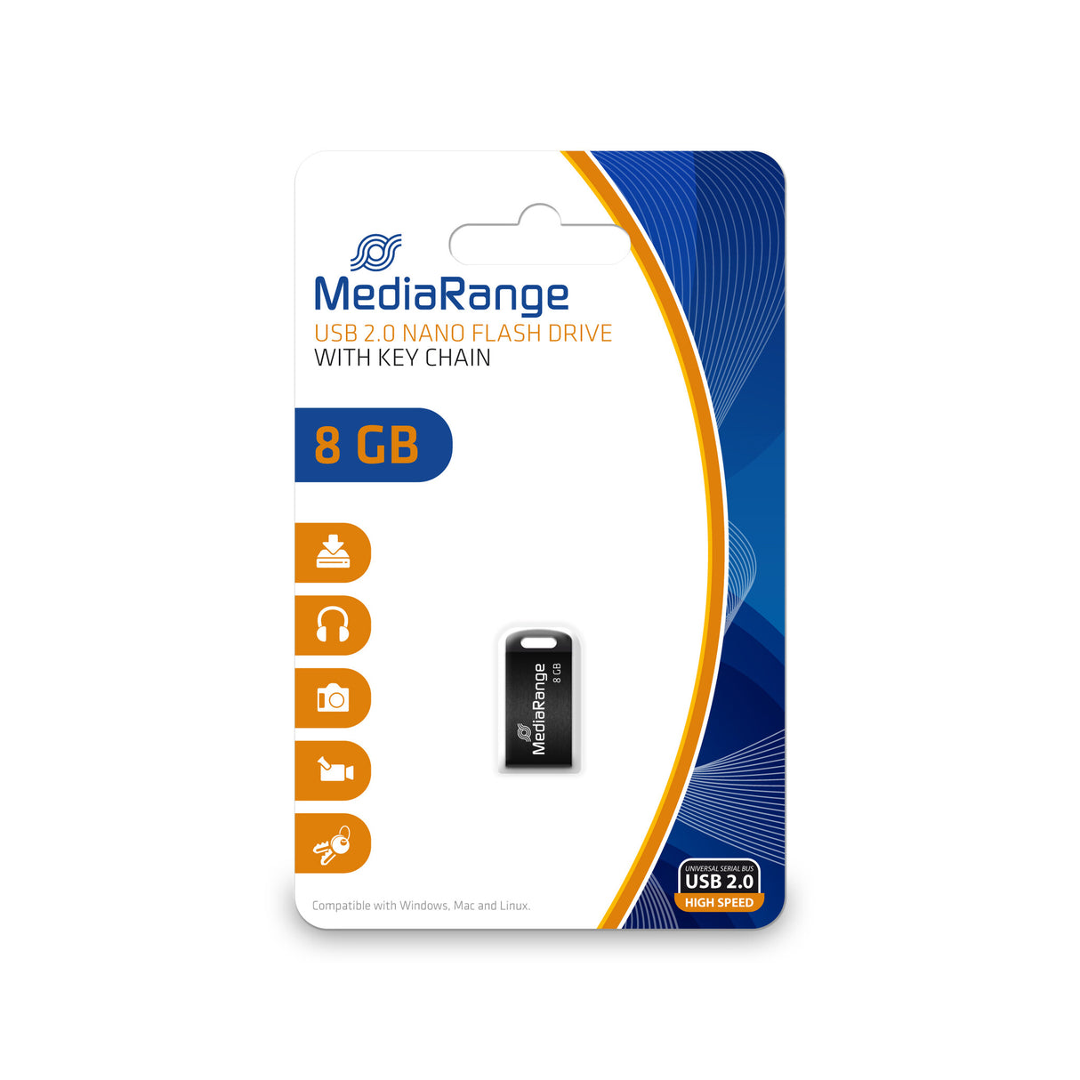 MediaRange MR920 USB-nøgle 8 GB USB Type-A 2.0 Sort